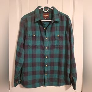 Alesbury Mens Fireside Brushed Flannel Shirt Green Navy Buffalo Size M NWOT